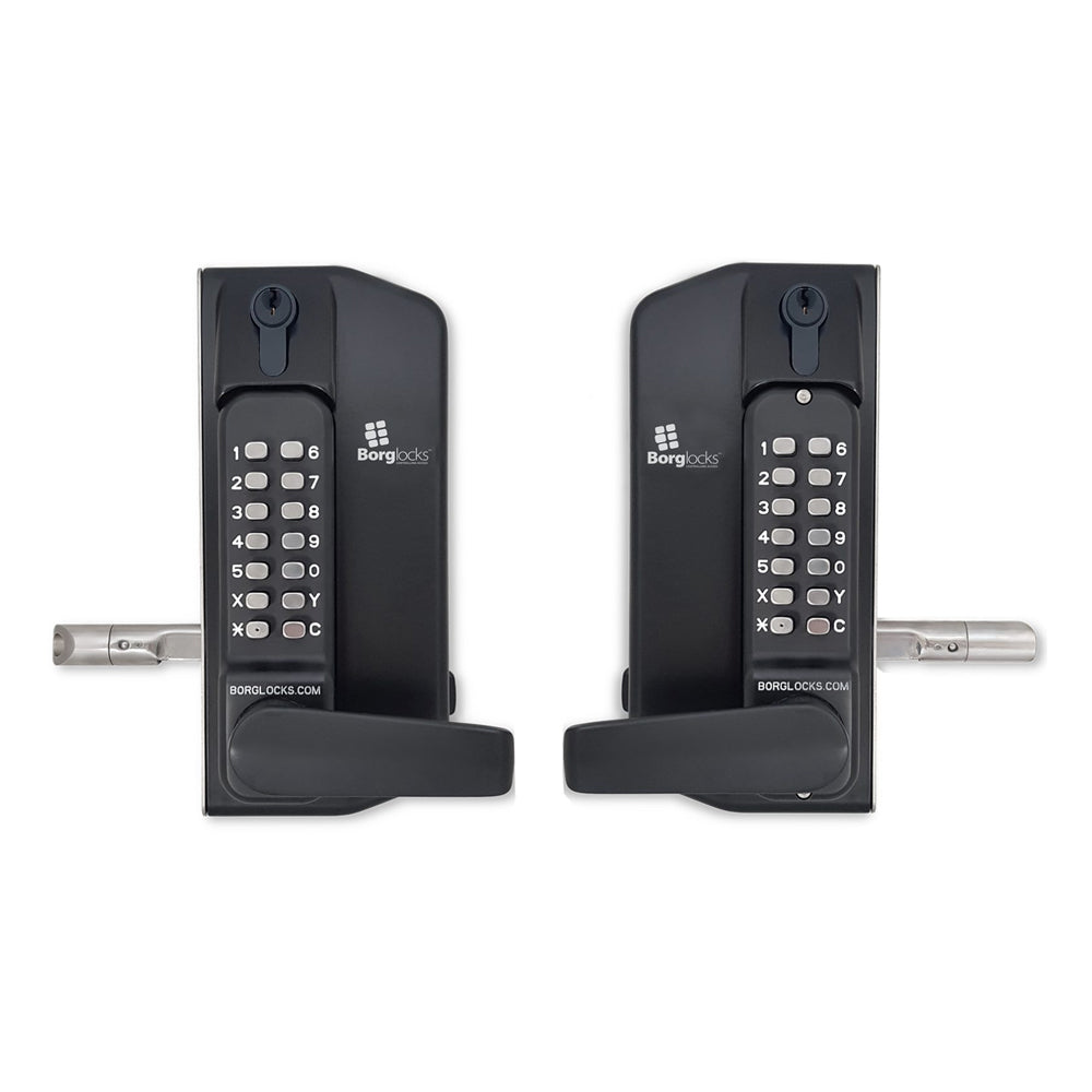 BorgLocks BL3430-ECP Metal Gate Lock with Back to Back Free Turning Lever ECP Keypads, 2-9/16" - 3-1/8" Latchbolt