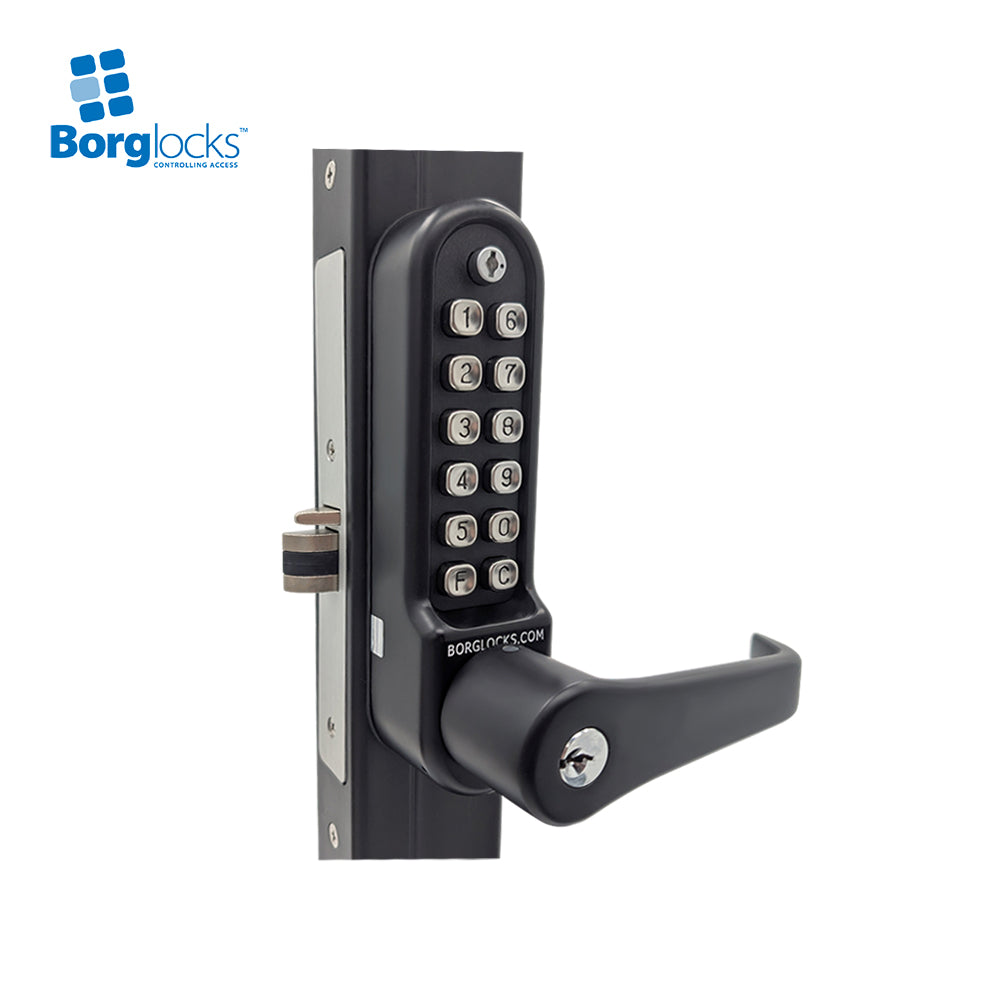 BorgLocks BL5782-ECP-AR Flat Bar Lever Keypad with Internal Push/Pull Pad and 1-1/8" Ali Latch