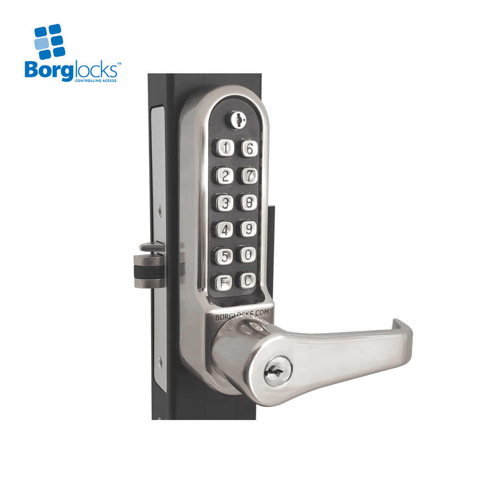 BorgLocks BL5782-ECP-AR Flat Bar Lever Keypad with Internal Push/Pull Pad and 1-1/8" Ali Latch