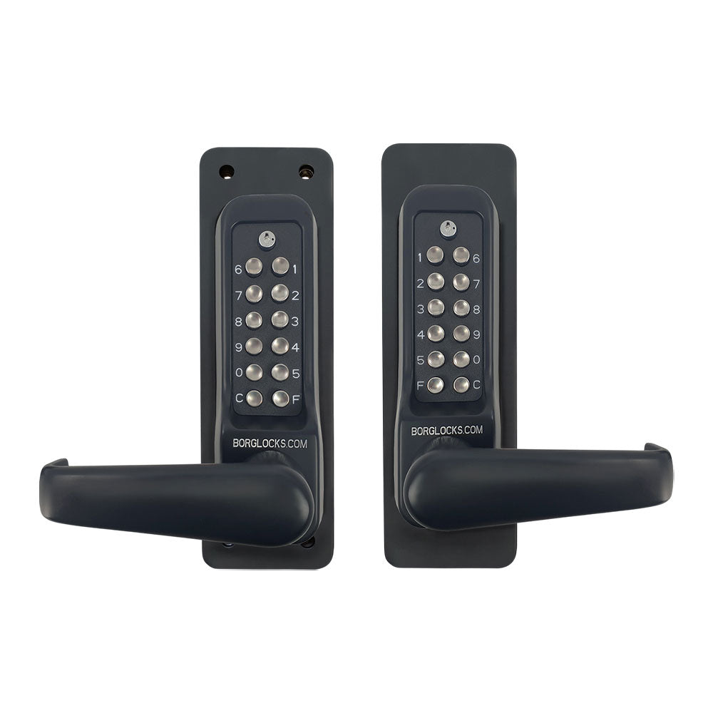 BorgLocks BL7071 MG Pro ECP External Back to Back Heavy Duty Lever Turn Keypad and Tubular Latch - Black Marine Grade Finish
