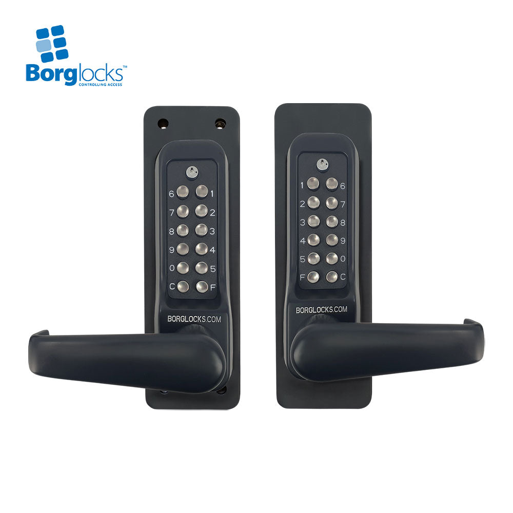 BorgLocks BL7071 MG Pro ECP External Back to Back Heavy Duty Lever Turn Keypad and Tubular Latch - Black Marine Grade Finish