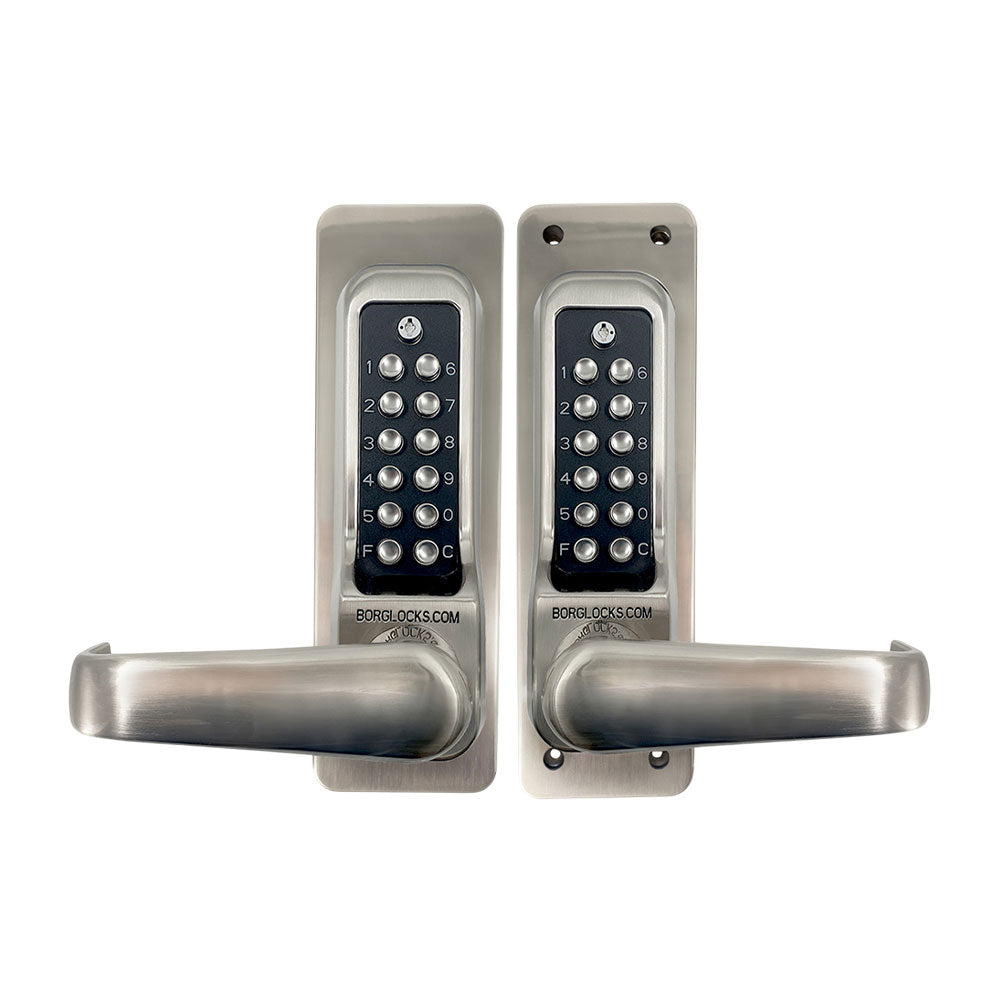 BorgLocks BL7071 ECP Back to Back Heavy Duty Lever Turn Keypad and Tubular Latch - Satin Chrome
