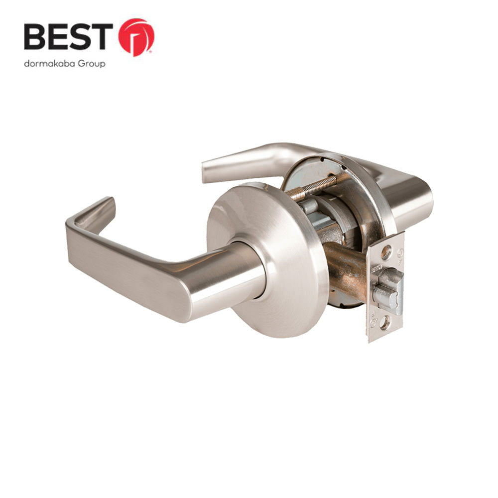 BEST - 9K30N15DS3 - Passage Cylindrical Lock with 15 Lever and S3 4-7/8 ANSI Strike - D Rose - Grade 1 - Satin Nickel