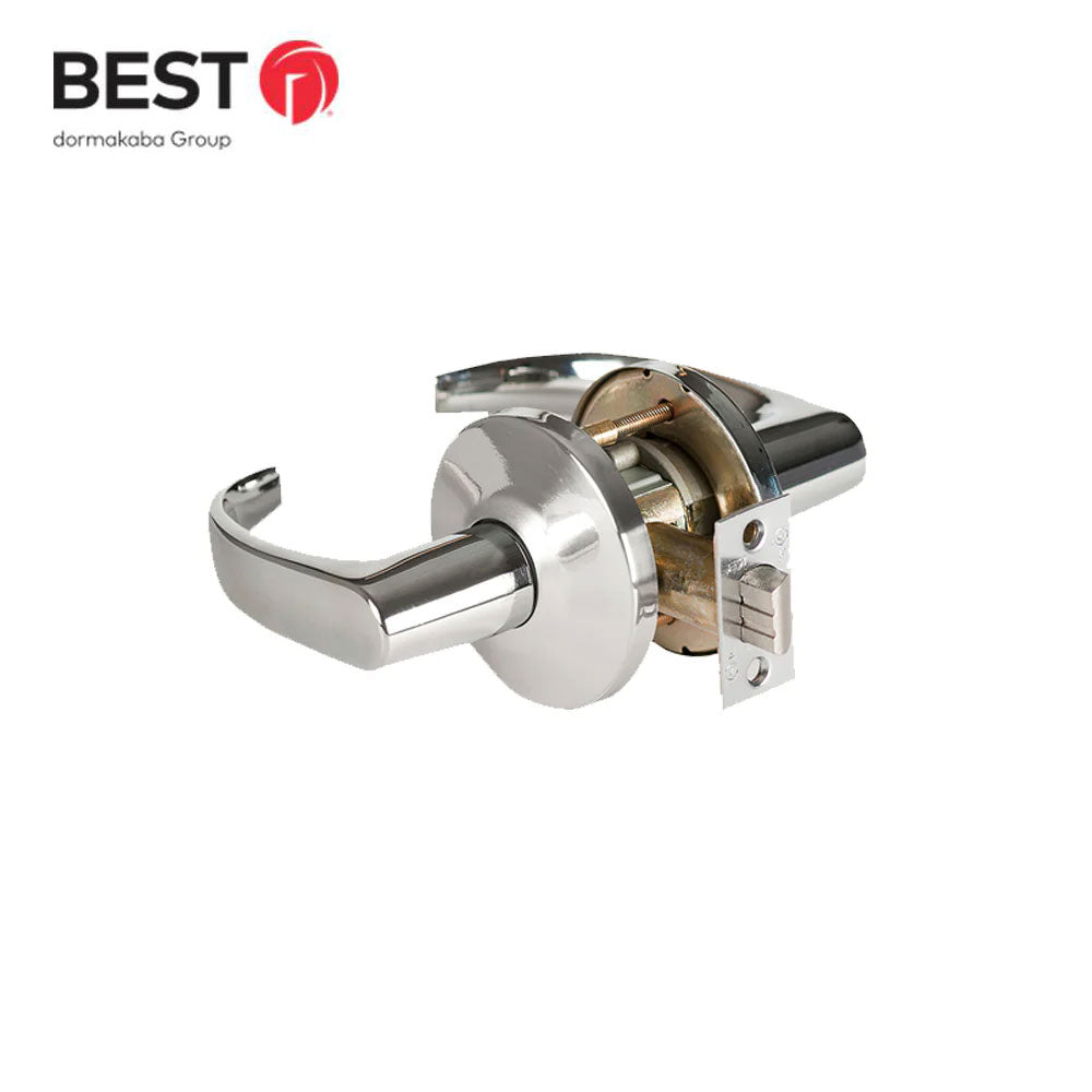 BEST - 9K50N14LSTK - Passage Cylindrical Lock - 5" Backset - Keyless - 14 Lever - Grade 1 - US26 (Bright Chrome-625)
