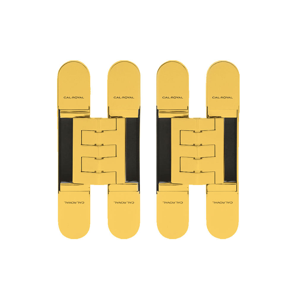 Cal-Royal - CR3D81 - 3D Adjustable Invisible Hinges - US4 - Clear Coated Satin Brass (606) (Pack of 2)