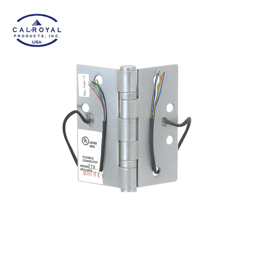 Cal-Royal - ELE8BB31 - Full Mortise Standard Weight Electrified Hinge with Two Ball Bearing and 8 Wire - US32D - Satin Stainless Steel (630)