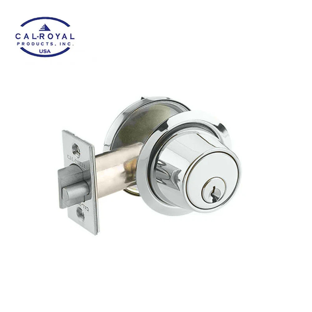 Cal-Royal - GL160 - Standard Duty Single Cylinder Deadbolt Gate Latch - Grade 2 - US26D - Satin Chromium Plated (626)