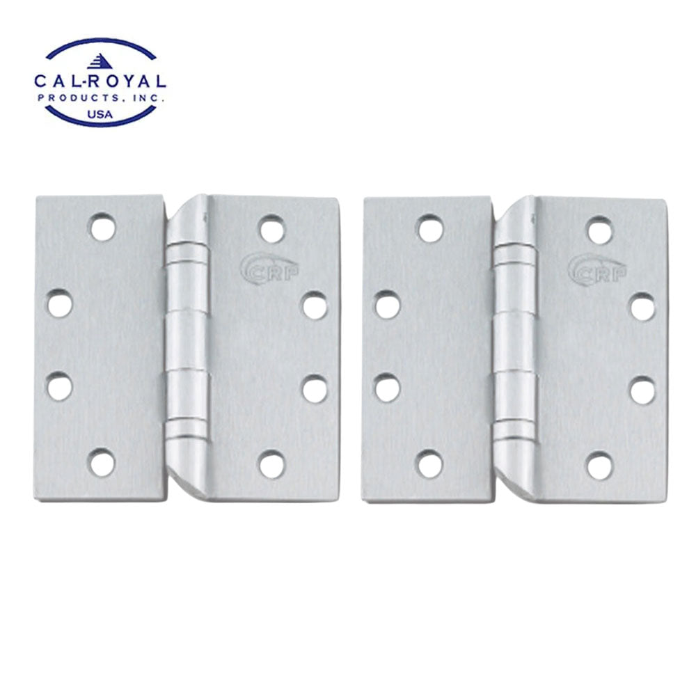 Cal-Royal - HOSBB31 - Standard Weight Two Ball Bearing Hinges Hospital Tip with Non-Removable Pin and 4-1/2" x 4-1/2" - Stainless Steel (Pack of 2)