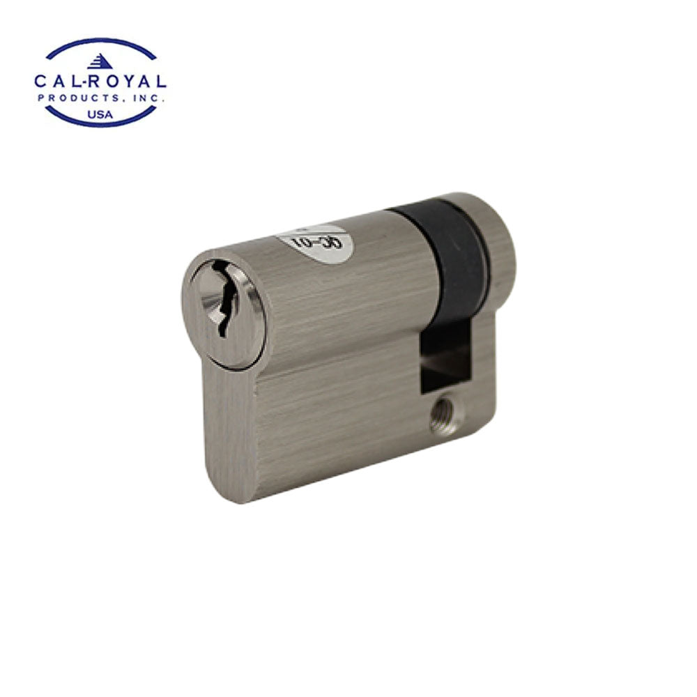 Cal-Royal - KE-SCC-S-A - Single Euro Profile Cylinder - Schlage C Keyway - 6-pin - Length 45mm - US15 - Clear Coated Satin Nickel Plated (619)