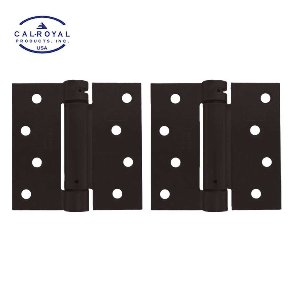 Cal-Royal - NEWSH44SQ - Residential Spring Hinges Square Corner - Size 4" x 4" - US10B - Dark Oxidized Satin Bronze Oil Rubbed (613) (Pack of 2)