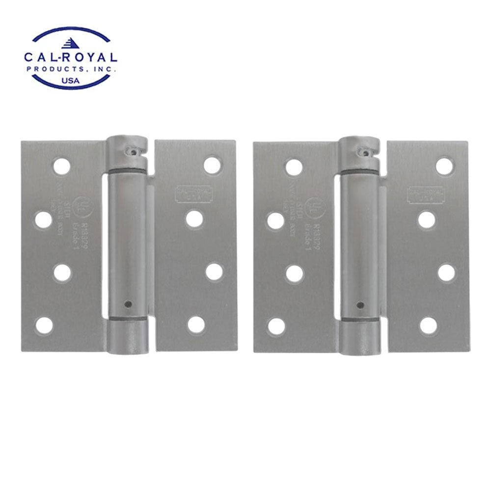 Cal-Royal - NEWSH44SQ - Residential Spring Hinges Square Corner - Size 4" x 4" - US15 - Clear Coated Satin Nickel Plated (619) (Pack of 2)