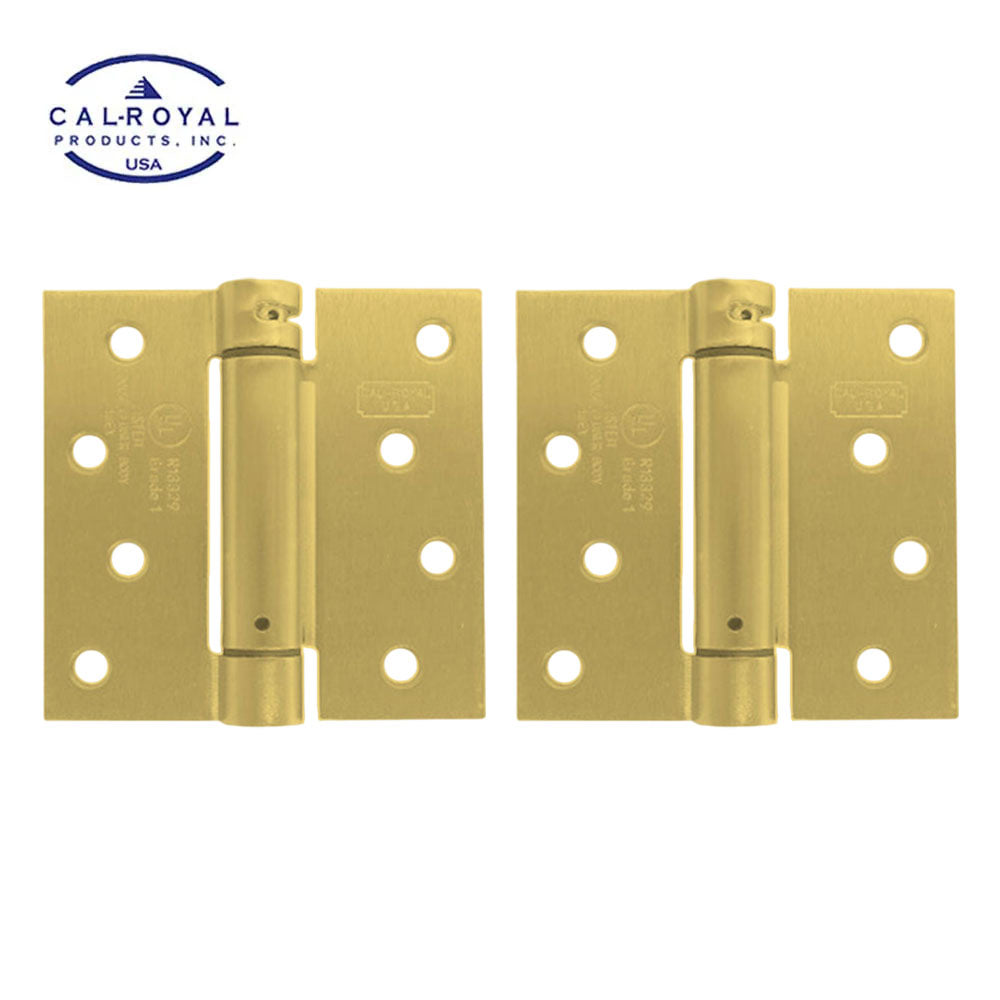 Cal-Royal - NEWSH44SQ - Residential Spring Hinges Square Corner - Size 4" x 4" - US3 - Bright Polished Brass (605) (Pack of 2)