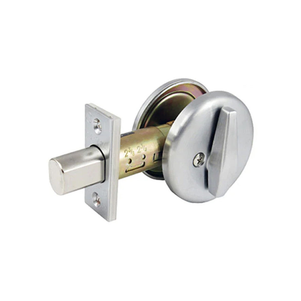 Cal-Royal - ULID365 - Heavy Duty One Sided Dead Bolt Lock with External Plate - Grade 2 - US26D - Satin Chromium Plated (626)