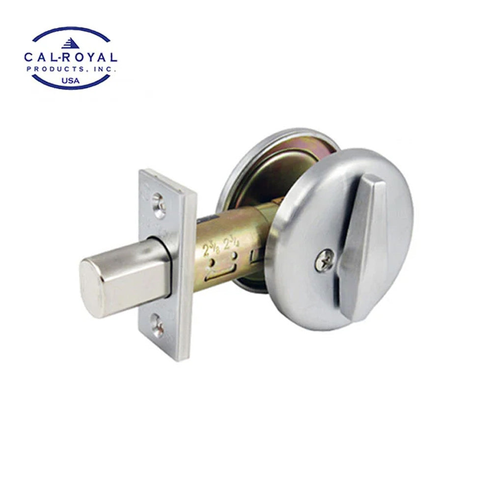 Cal-Royal - ULID365 - Heavy Duty One Sided Dead Bolt Lock with External Plate - Grade 2 - US26D - Satin Chromium Plated (626)