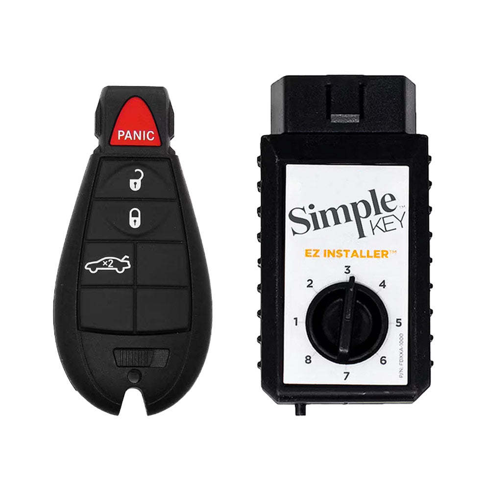 Simple Key 4 Button Fobik with Trunk/ Panic, 4 Button Hatch Button Pad CDFO-E4TZ0SK and EZ Installer Programmer