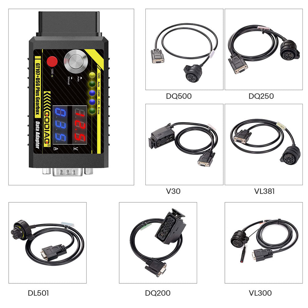 CGDI GODIAG GT107+ DSG Plus Gearbox Cables 7-in-1 Set for V30/ DQ200/ DL501/ VL300/ VL381/ DQ500/ DQ250 Compatiable with CG FC200