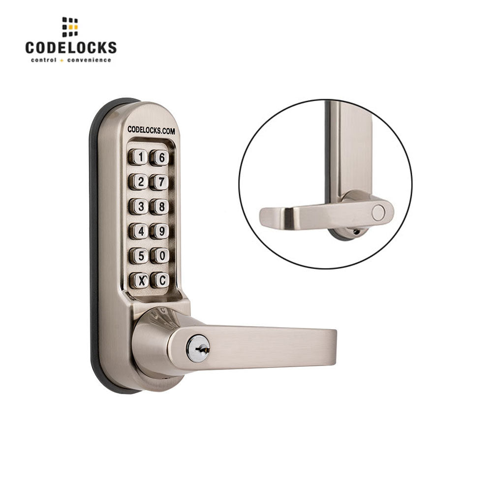 Codelocks CL515 Heavy Duty Mechanical Tubular Latch Lock with Key Override and Code Free Option