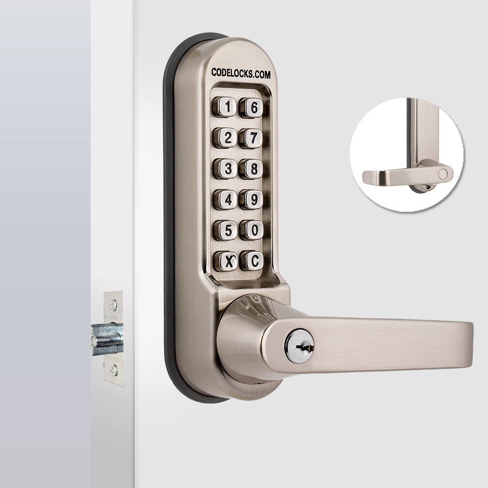 Codelocks CL515 Heavy Duty Mechanical Tubular Latch Lock with Key Override and Code Free Option