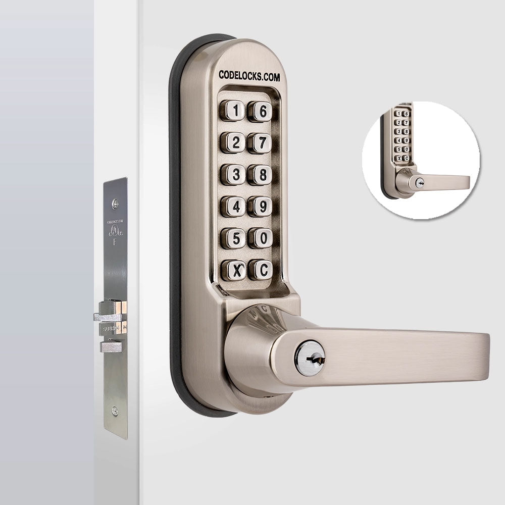 Codelocks CL550 Heavy Duty Mortise Lock Back to Back with Key Override, Stainless Steel