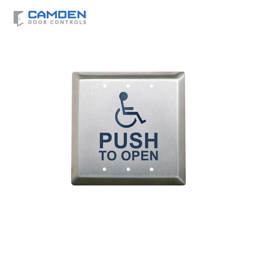 Camden CM-45/4 Square Push Plate Switch 4-1/2" with Push to Open Sign