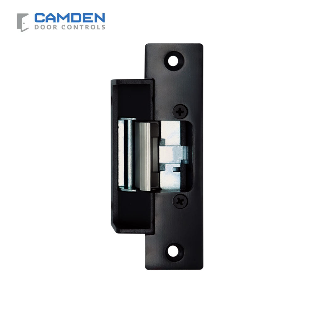 Camden CX-ED2079-1-BK Low Profile ANSI Universal Electric Strike for Cylindrical Locksets - 1 Black Square Faceplates - Grade 2