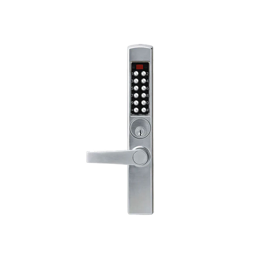Dormakaba E-Plex - E3065MSNL - Electronic Pushbutton Mortise Dead latch for Adams Rite with Narrow Stile Lever Lock and Schlage C Keyway - Grade 1