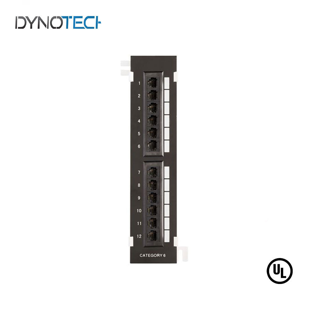 Dynotech - 907089U - 12 Ports Cat6 Patch Panel Black UL Listed / Fluke Test