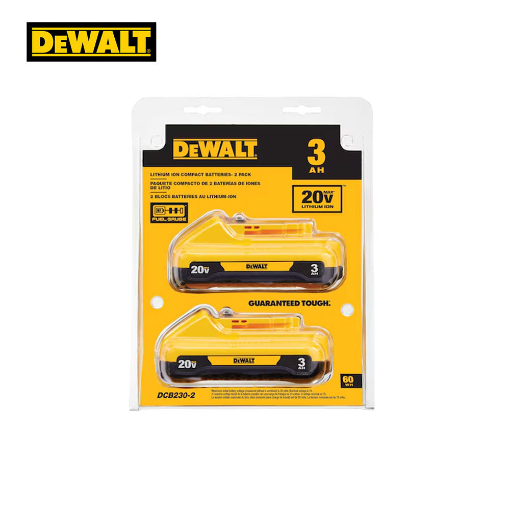 DEWALT - DCB230-2 - Compact 3Ah Lithium Ion Battery 20V MAX (2 Pack)