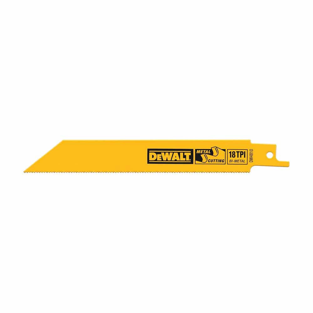 DEWALT - DW4810 - Bi-Metal Reciprocating Saw Blade - 18 TPI Straight Back - 4" (5 Pack)