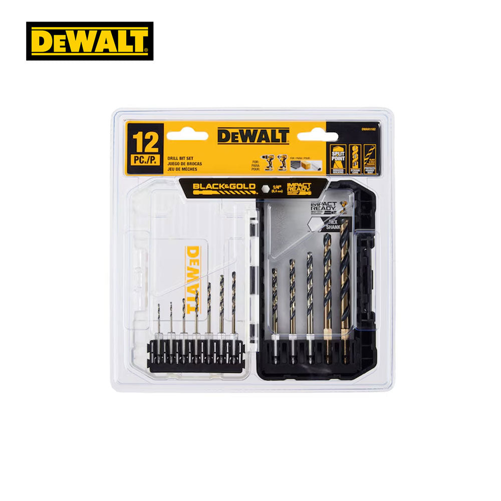 DEWALT - DWAH1182 - Impact Ready Metal Drill Bit Set Black and Gold (12 Pcs)