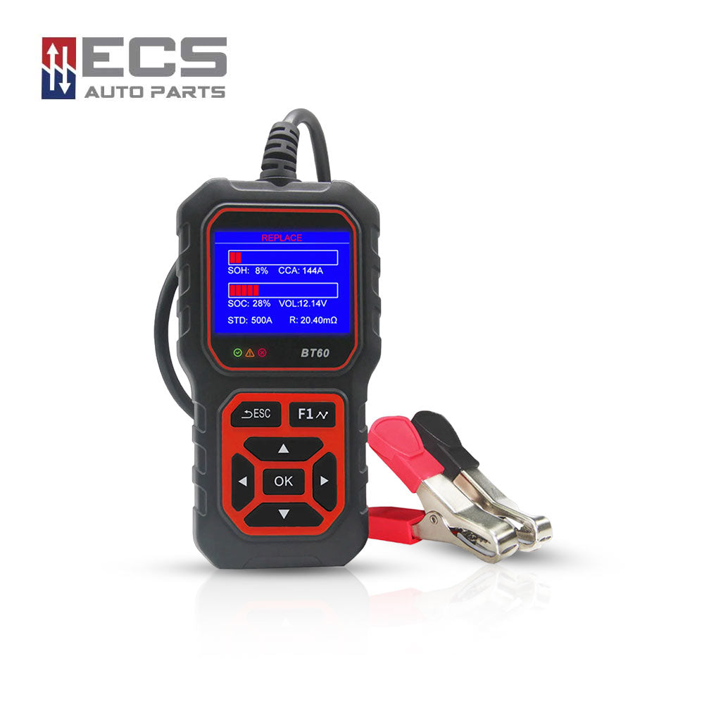 ECS AUTO PARTS BT60 Battery Tester 6V, 12V, 24V Car Digital Battery Analyzer Tool