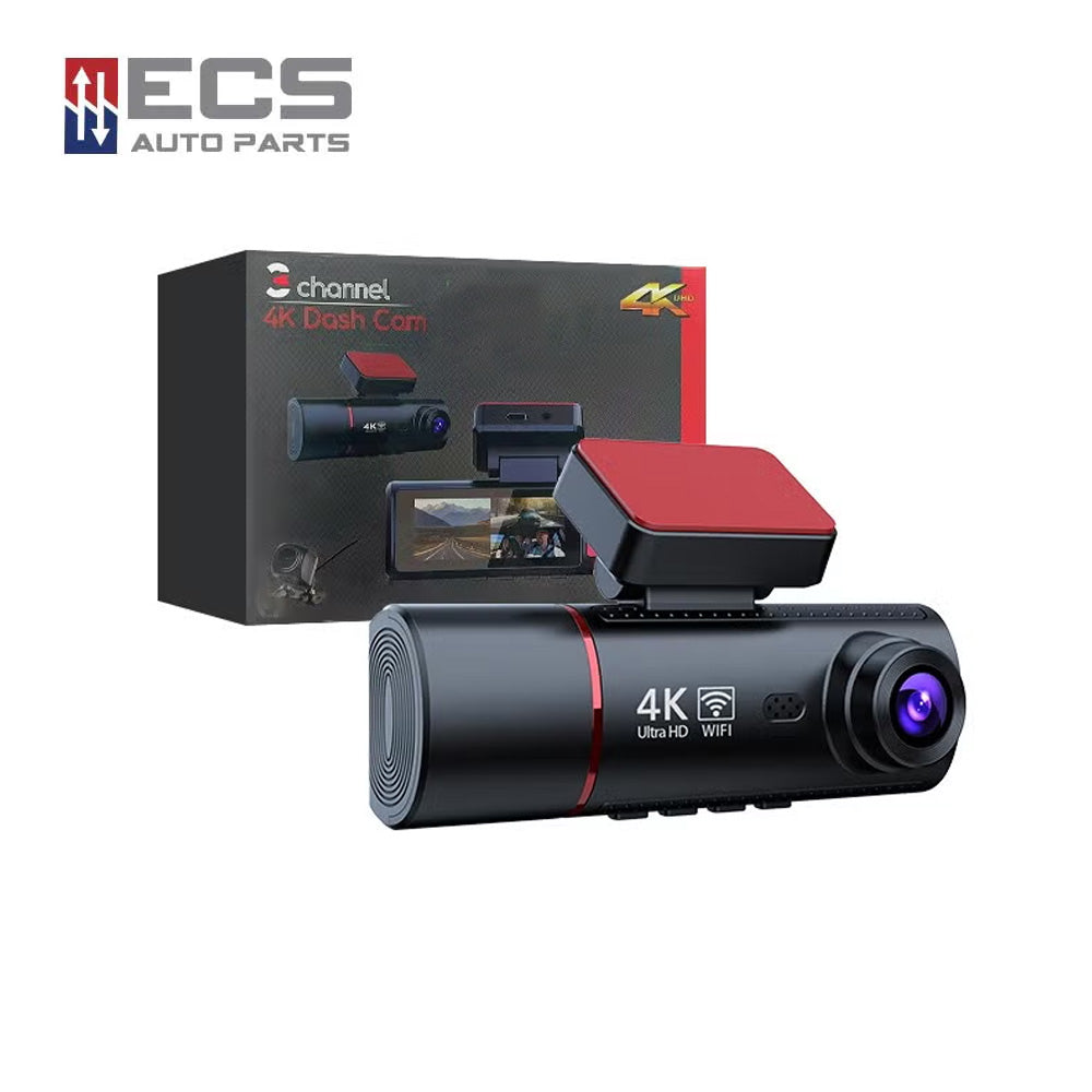 ECS AUTO PARTS - E3 - Car Dash Cam - 4K Ultra HD Lens - 3.5" Screen - GPS - Wifi Video Recorder