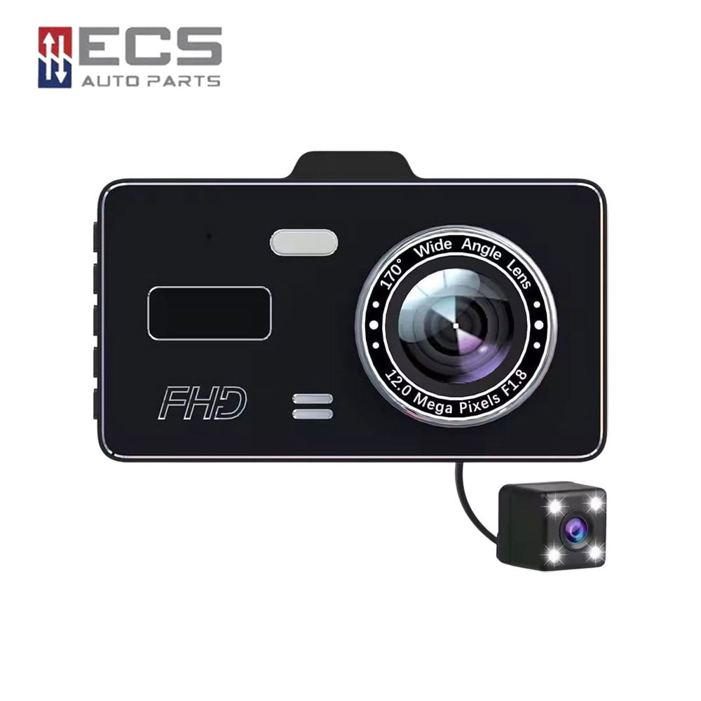 ECS AUTO PARTS - F6 - Car Dash Cam - Dual Lens - 4" Screen - Touchscreen