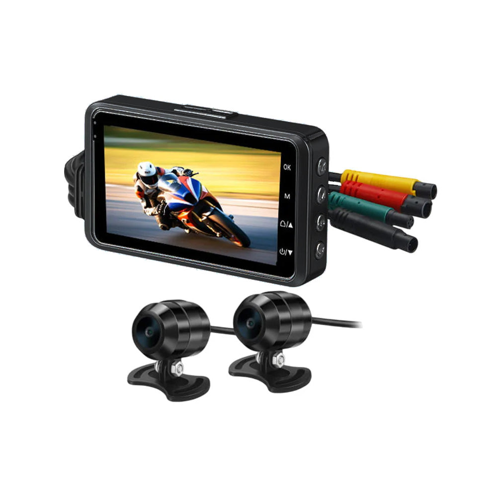 ECS AUTO PARTS - M3 - Motorcycle Dash Cam - 1080P Dual Lens - 3" Screen - GPS - Wifi Video Recorder - One-Click Capture