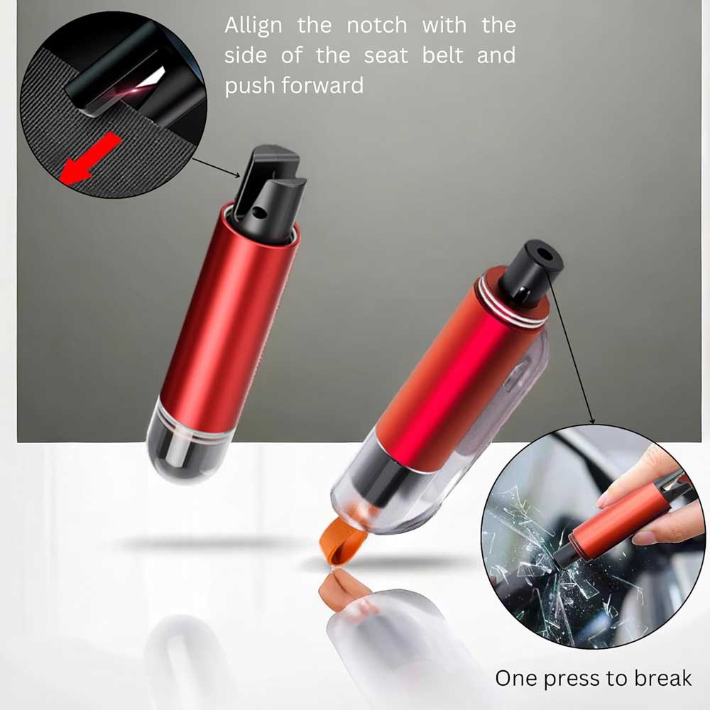 ECS AUTO PARTS P1 Vehicle-Mounted Car Emergency Escape Tool - Safety Hammer with Seat Belt Cutter