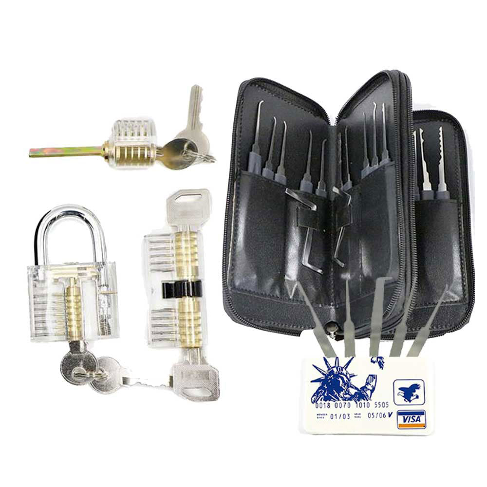 ECS AUTO PARTS Lock Repair Pick Set 24 Tools 3 Locks and 1 VISA Credit Card Pick Tool