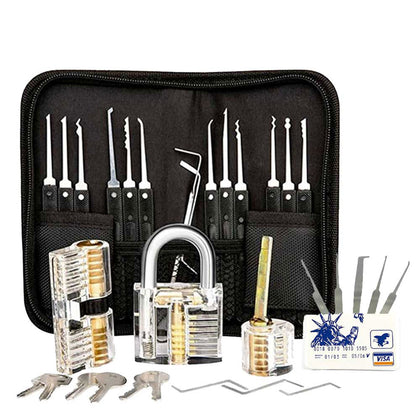 ECS AUTO PARTS Lock Repair Pick Set 17 Tools 3 Locks and 1 VISA Credit Card Pick Tool