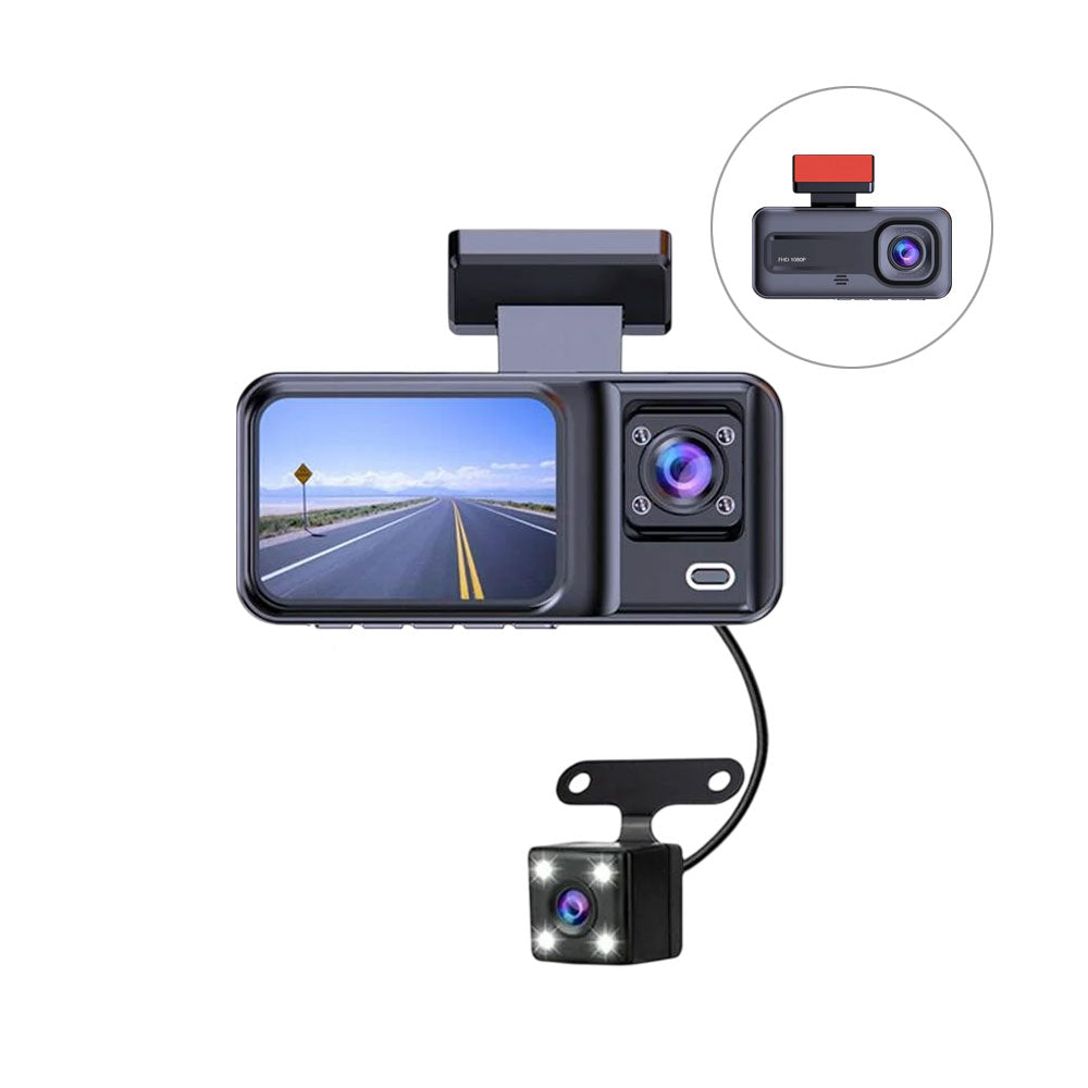 ECS AUTO PARTS - Y98 - Car Dash Cam - 3 Lens - 2" Screen - Wifi Video Recorder