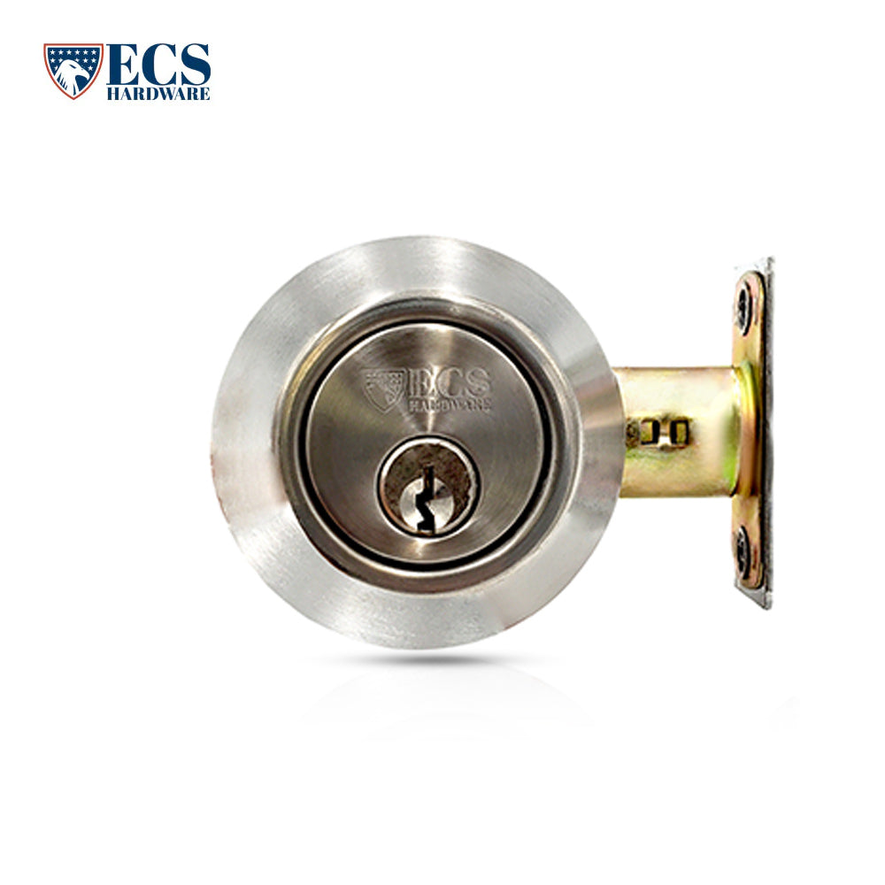 ECS HARDWARE - Durable Combo Lockset w/ Single Knob & Deadbolt - Entrance - Stainless Steel - Grade 3 (KW1)