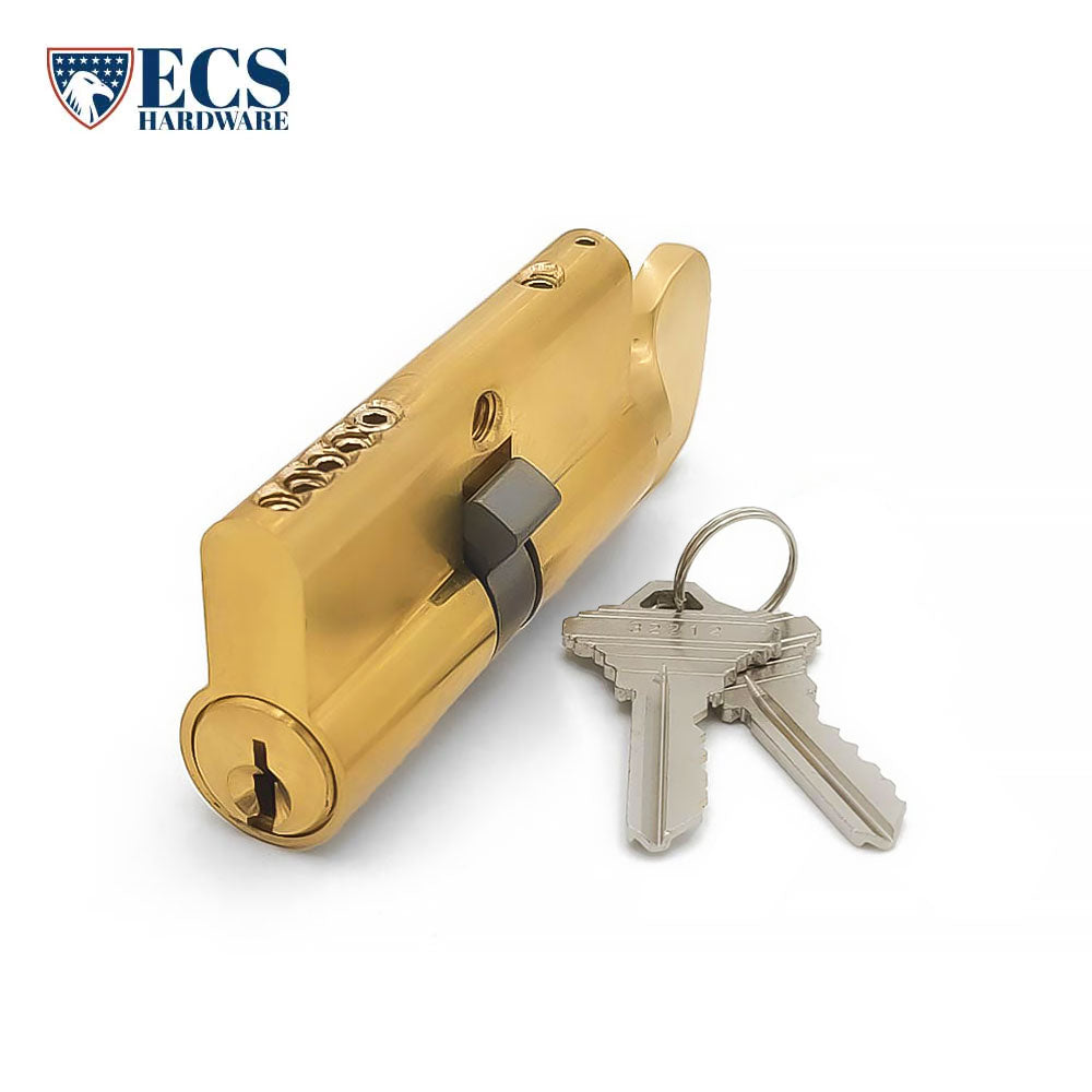 ECS HARDWARE - Durable Premium Profile Cylinder Single Sided Thumb Turn - Schlage SC1 Keyway - Keyed Alike (KA10) - US3 - Bright Polished Brass (605)
