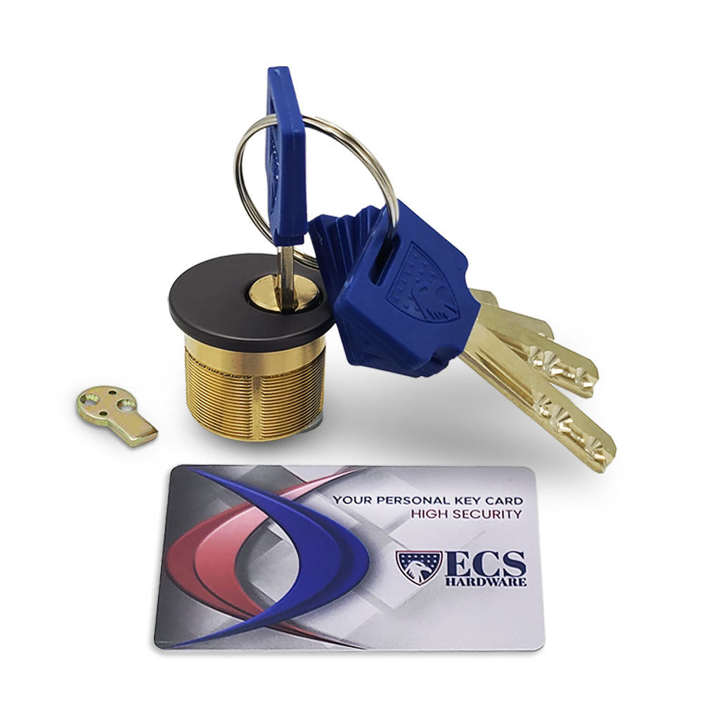 ECS HARDWARE - Durable Premium Keyed Alike Mortise Cylinder - 1" 10B Oil Rubbed Bronze