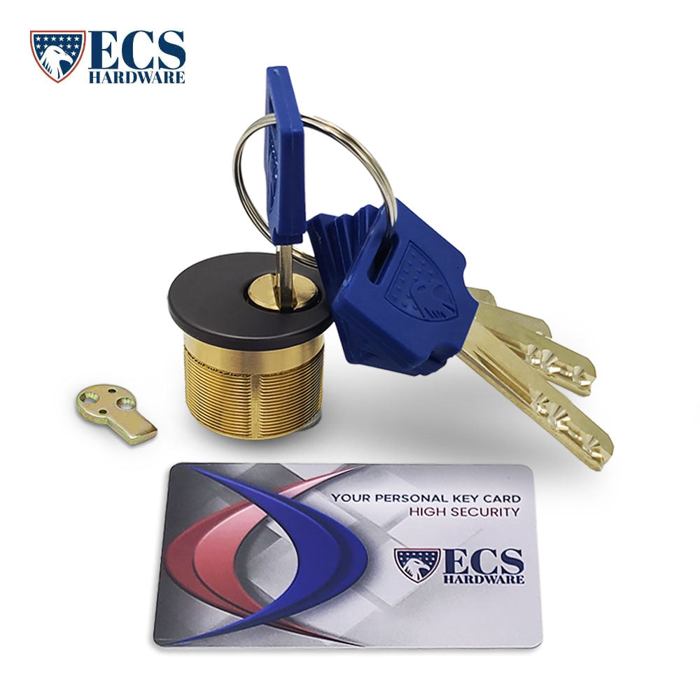 ECS HARDWARE - Durable Premium Keyed Alike Mortise Cylinder - 1" 10B Oil Rubbed Bronze