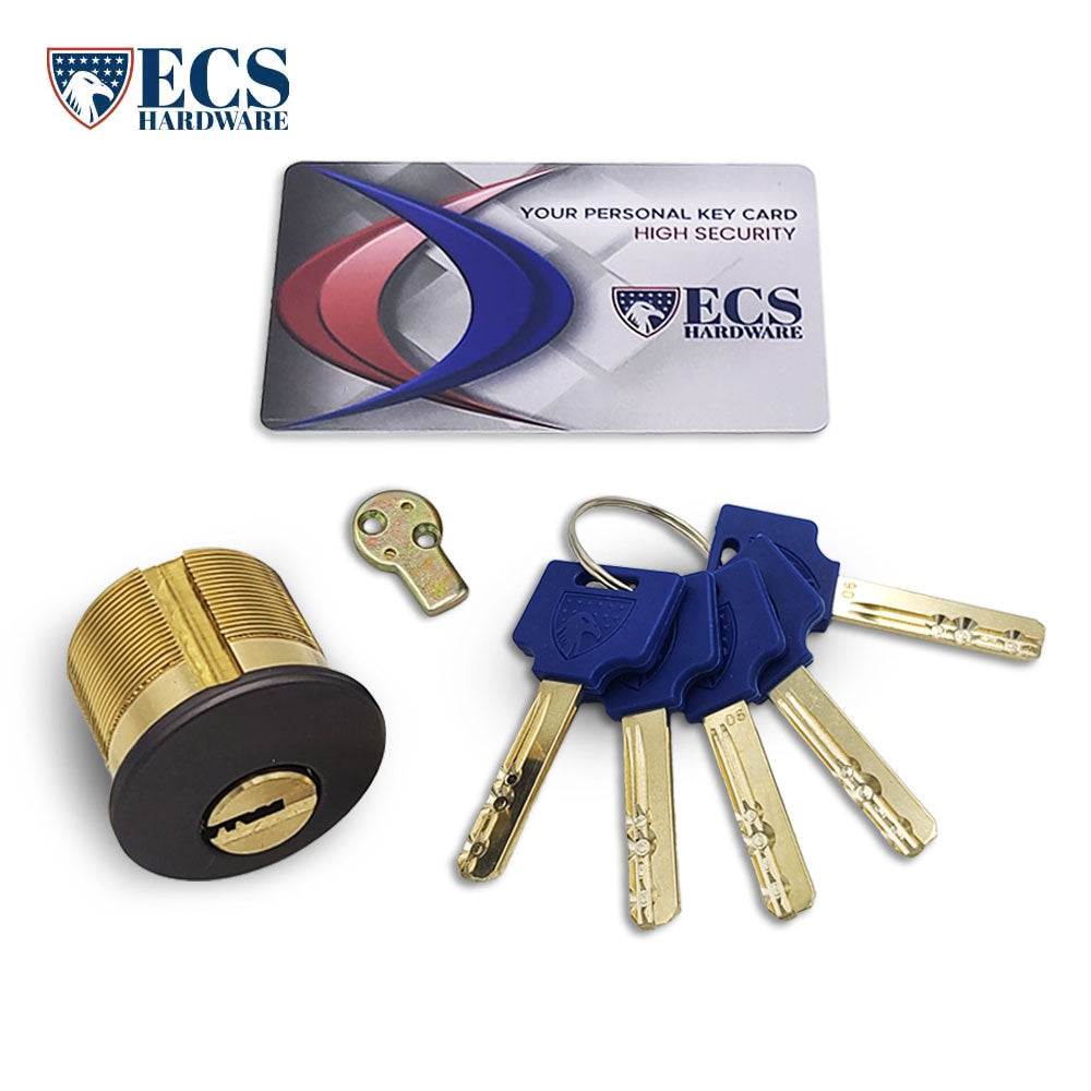 ECS HARDWARE - Durable Premium Keyed Alike Mortise Cylinder - 1" 10B Oil Rubbed Bronze