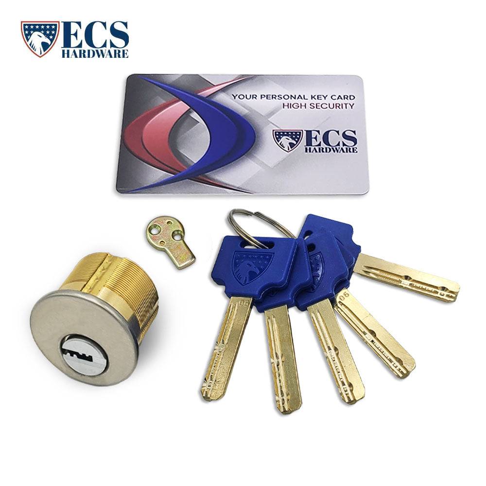 ECS HARDWARE - Durable Premium Keyed Alike Mortise Cylinder - 1" US26D Satin Chrome