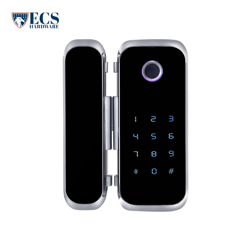 ECS HARDWARE - M901S-W - Smart Glass Door Lock with WiFi, Fingerprint, Pin Code & Card Access - Ideal for Swinging Doors (Gateway Separate)