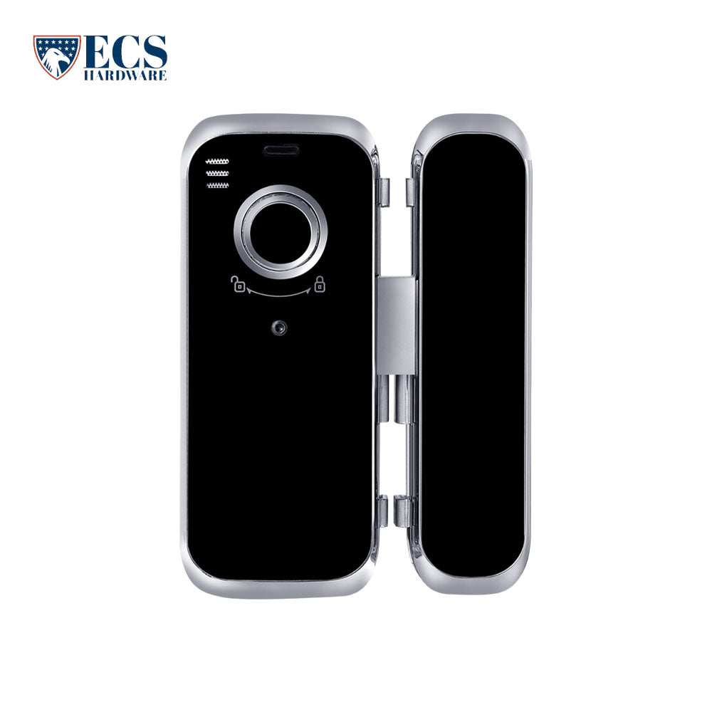 ECS HARDWARE - M901S-W - Smart Glass Door Lock with WiFi, Fingerprint, Pin Code & Card Access - Ideal for Swinging Doors (Gateway Separate)