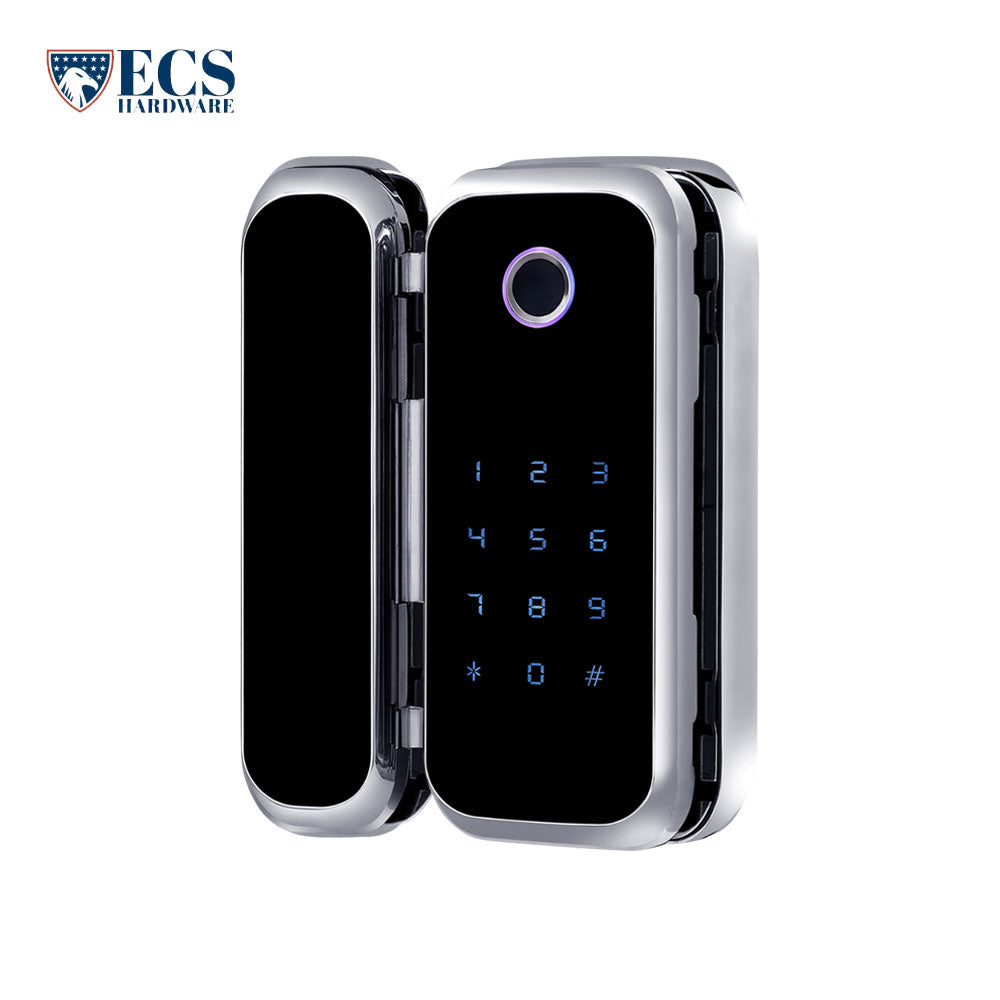 ECS HARDWARE - M901S-W - Smart Glass Door Lock with WiFi, Fingerprint, Pin Code & Card Access - Ideal for Swinging Doors (Gateway Separate)