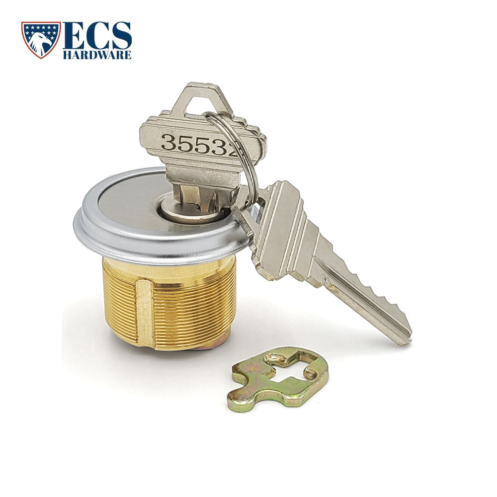 ECS HARDWARE - Durable Premium Mortise Cylinder - 1-1/8" 26D Satin Chrome SC1