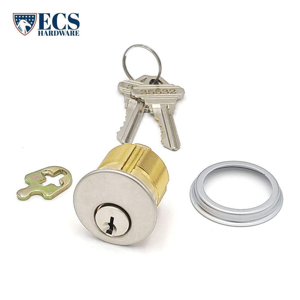 ECS HARDWARE - Durable Premium Mortise Cylinder - 1-1/8" 26D Satin Chrome SC1