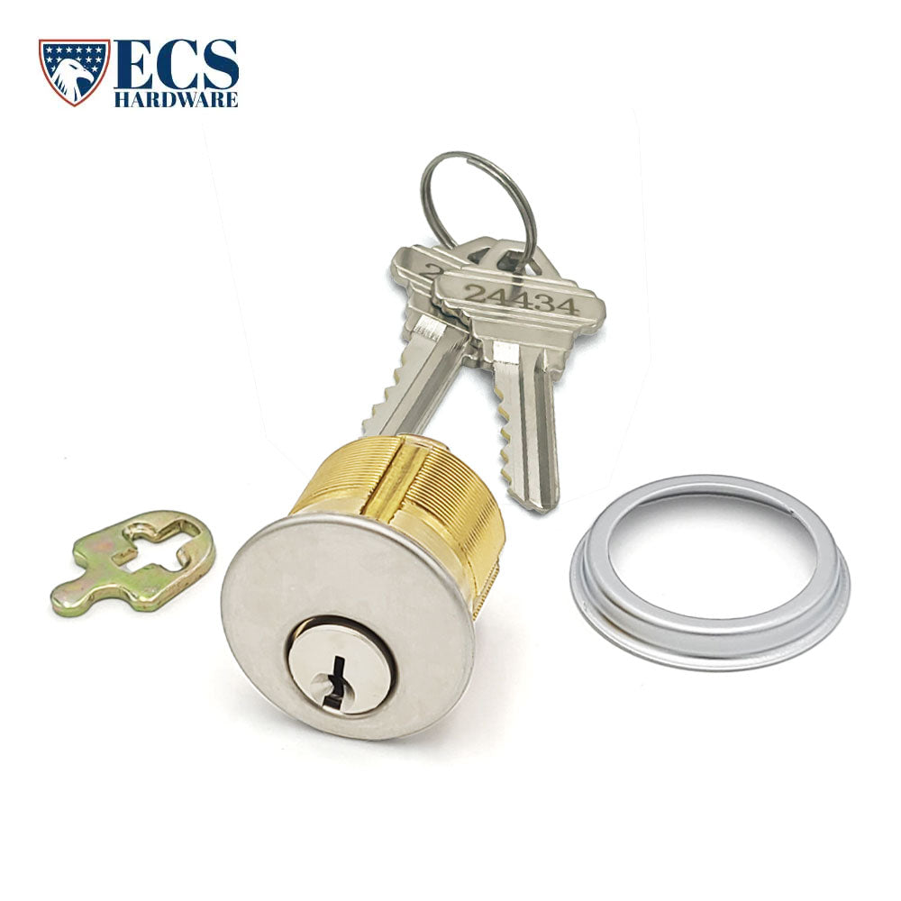 ECS HARDWARE - Durable Premium Mortise Cylinder - 1-1/4" 26D Satin Chrome SC1